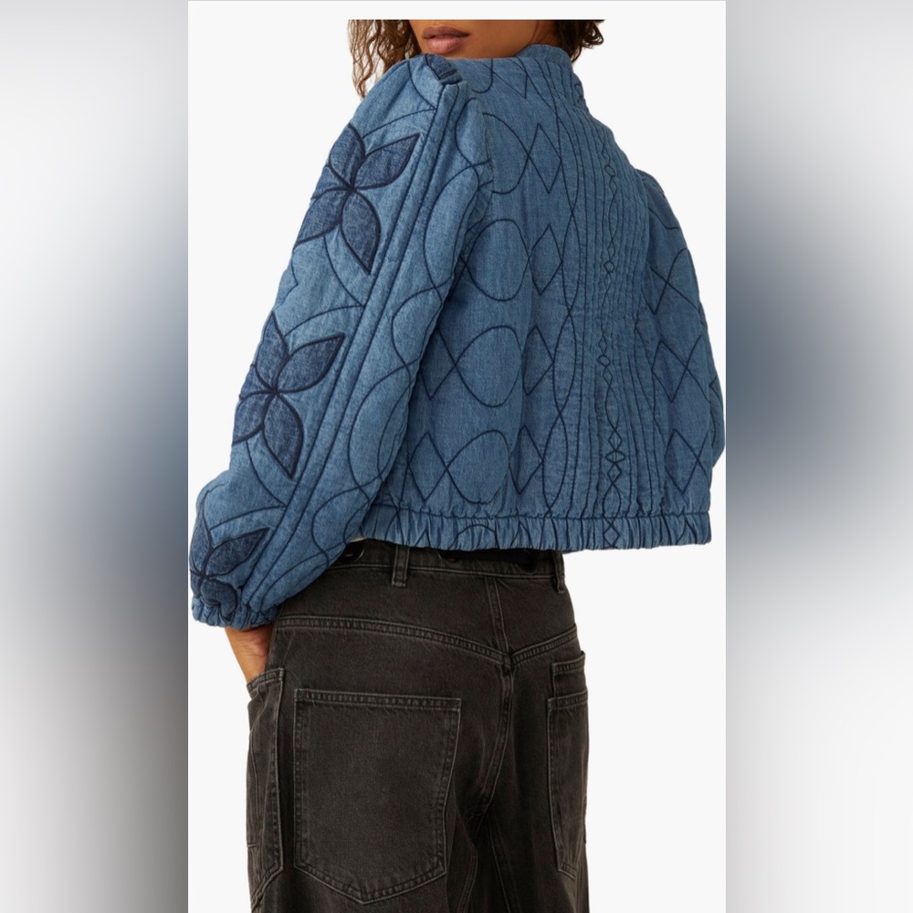 NWT Free people Quinn Quilted Cotton Denim Jacket XL - Picture 4 of 9